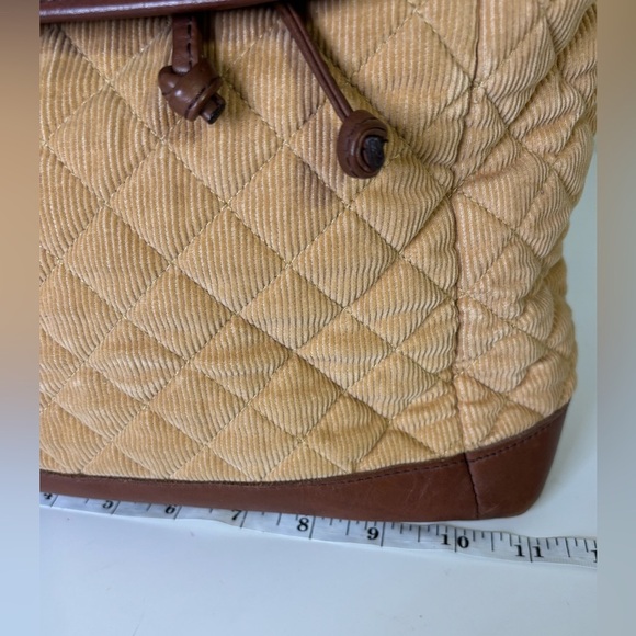LL Bean Tan Corduroy and Lather Backpack Purse main image 5